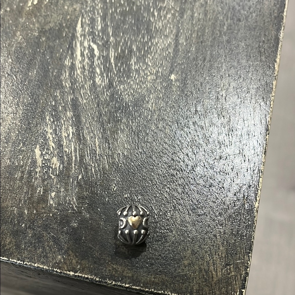 Pandora Silver Heart Charm with gold accent